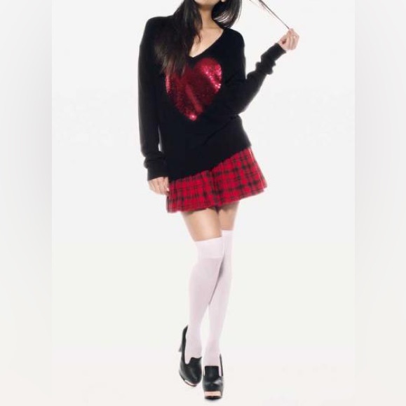 Wildfox black v neck sweater with red sequin heart - Picture 9 of 12